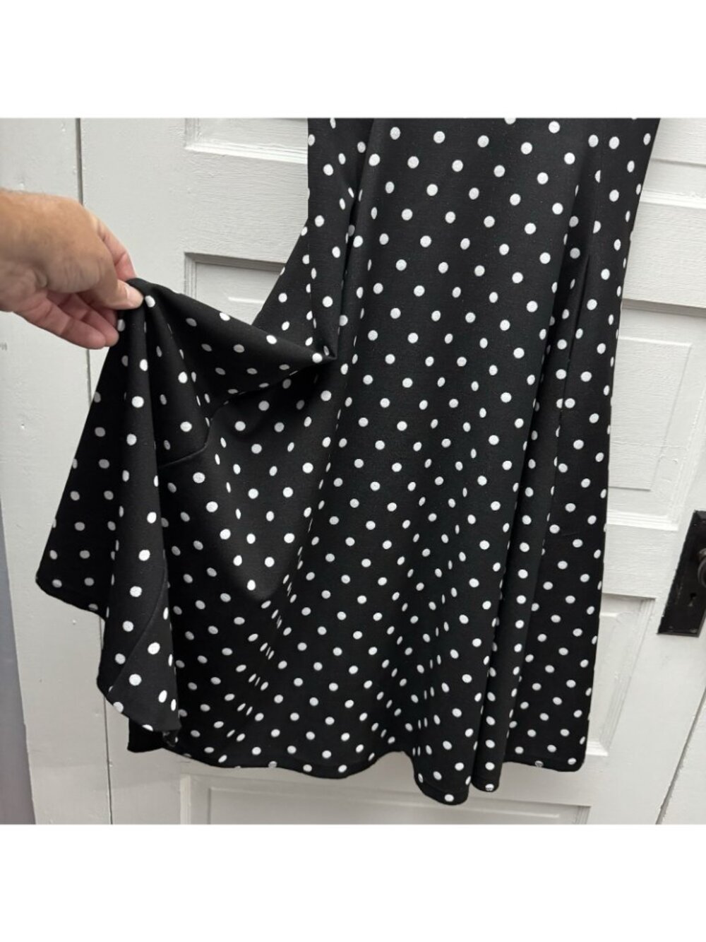 Calvin Klein Black White Polka Dot Fit & Flare Midi Dress Size 4 - Picture 4 of 11